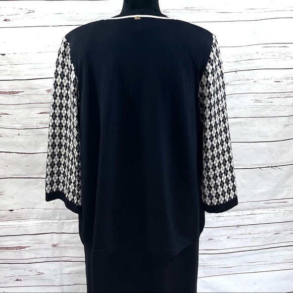 St. John Sports Women’s 2PC Knit Dress Suit Dress & Cardigan Black/White Size XL - Picture 5 of 11